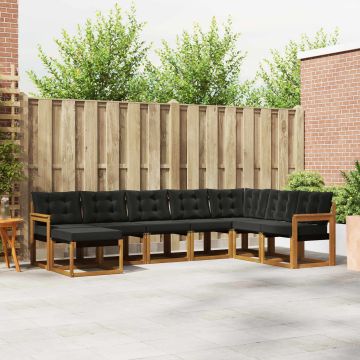 vidaXL Lauko sofos komplektas su pagalve 8 pcs Natūrali ir juoda