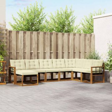 vidaXL Lauko sofos komplektas su pagalve 8 pcs Natūralus ir grietinėlė