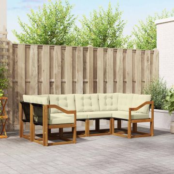 vidaXL Lauko sofos komplektas su pagalve 6 pcs Natūralus ir grietinėlė