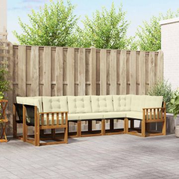 vidaXL Lauko sofos komplektas su pagalve 7 pcs Natūralus ir grietinėlė