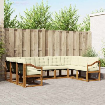 vidaXL Lauko sofos komplektas su pagalve 9 pcs Natūralus ir grietinėlė