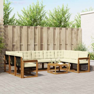 vidaXL Lauko sofos komplektas 10 pcs Natūralus ir grietinėlė