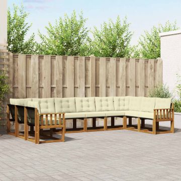 vidaXL Lauko sofos komplektas 10 pcs Natūralus ir grietinėlė