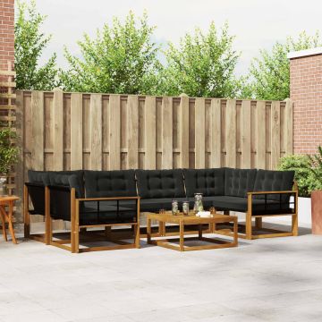 vidaXL Lauko sofos komplektas su pagalve 7 pcs Natūrali ir juoda