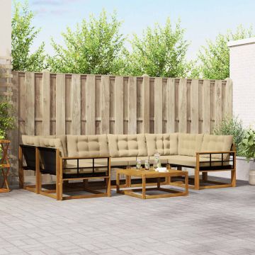 vidaXL Lauko sofos komplektas su pagalve 7 pcs Natūralus ir bežinis