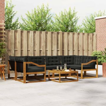 vidaXL Lauko sofos komplektas su pagalve 7 pcs Natūrali ir juoda