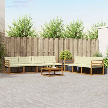 vidaXL Lauko sofos komplektas su pagalve 8 pcs Natūralus ir grietinėlė