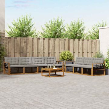 vidaXL Lauko sofos komplektas 8 pcs Natūrali ir šviesiai pilka