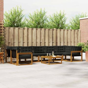 vidaXL Lauko sofos komplektas su pagalve 8 pcs Natūrali ir juoda