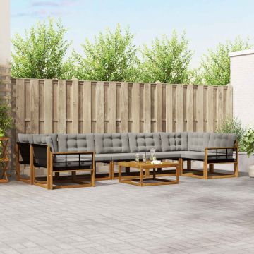 vidaXL Lauko sofos komplektas 8 pcs Natūrali ir šviesiai pilka