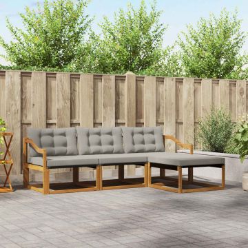 vidaXL Lauko sofos komplektas 4 pcs Natūrali ir šviesiai pilka