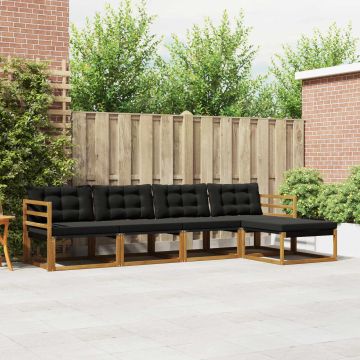 vidaXL Lauko sofos komplektas su pagalve 5 pcs Natūrali ir juoda