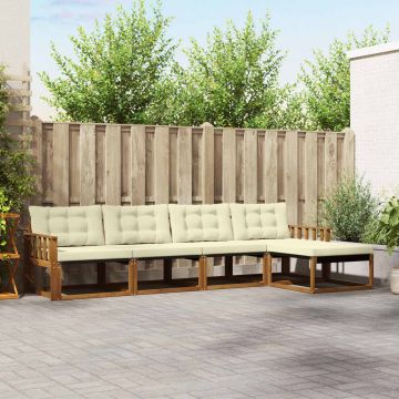 vidaXL Lauko sofos komplektas su pagalve 5 pcs Natūralus ir grietinėlė