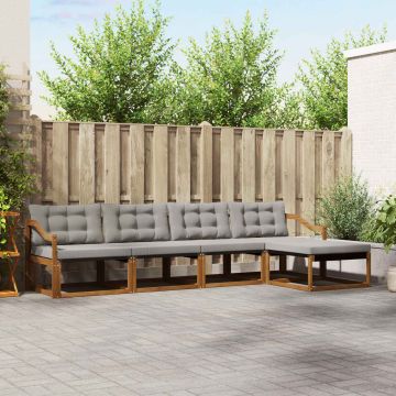 vidaXL Lauko sofos komplektas 5 pcs Natūrali ir šviesiai pilka