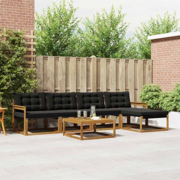 vidaXL Lauko sofos komplektas su pagalve 6 pcs Natūrali ir juoda