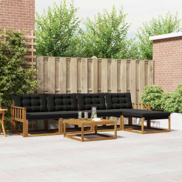 vidaXL Lauko sofos komplektas su pagalve 6 pcs Natūrali ir juoda