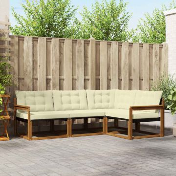vidaXL Lauko sofos komplektas su pagalve 4 pcs Natūralus ir grietinėlė