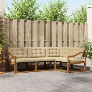 vidaXL Sofos komplektas su pagalve 4 pcs Natūralus ir bežinis