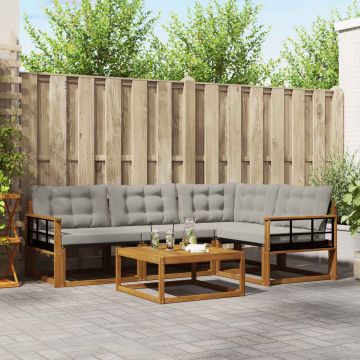 vidaXL Lauko sofos komplektas 5 pcs Natūrali ir šviesiai pilka