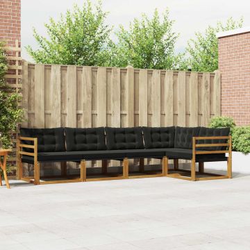 vidaXL Lauko sofos komplektas su pagalve 5 pcs Natūrali ir juoda