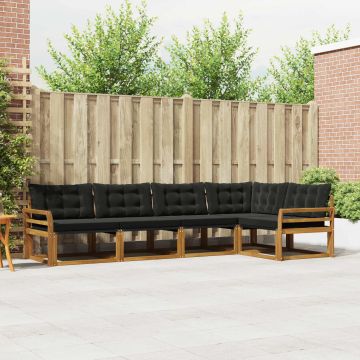 vidaXL Lauko sofos komplektas su pagalve 5 pcs Natūrali ir juoda