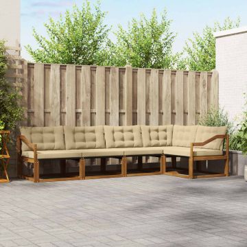 vidaXL Lauko sofos komplektas su pagalve 5 pcs Natūralus ir bežinis