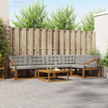 vidaXL Lauko sofos komplektas 6 pcs Natūrali ir šviesiai pilka