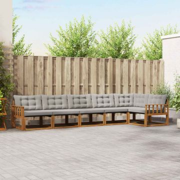 vidaXL Lauko sofos komplektas 6 pcs Natūrali ir šviesiai pilka