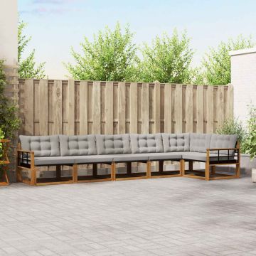 vidaXL Lauko sofos komplektas 6 pcs Natūrali ir šviesiai pilka