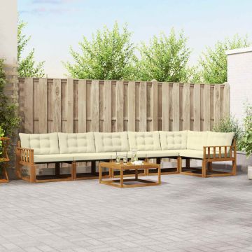 vidaXL Lauko sofos komplektas su pagalve 7 pcs Natūralus ir grietinėlė