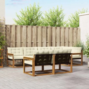 vidaXL Lauko sofos komplektas su pagalve 7 pcs Natūralus ir grietinėlė