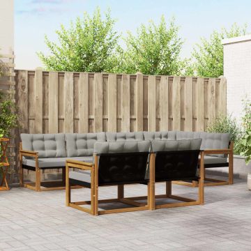 vidaXL Lauko sofos komplektas 7 pcs Natūrali ir šviesiai pilka