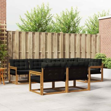 vidaXL Lauko sofos komplektas su pagalve 7 pcs Natūrali ir juoda