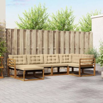 vidaXL Lauko sofos komplektas su pagalve 18 pcs Natūralus ir bežinis