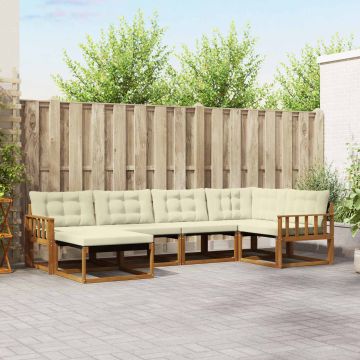 vidaXL Lauko sofos komplektas 18 pcs Natūralus ir grietinėlė