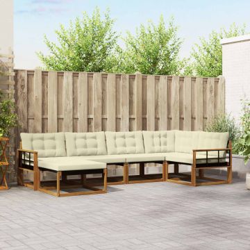 vidaXL Lauko sofos komplektas 18 pcs Natūralus ir grietinėlė