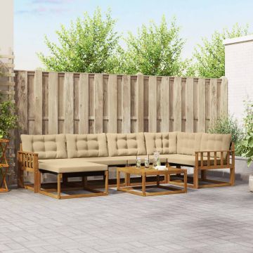 vidaXL Lauko sofos komplektas su pagalve 19 pcs Natūralus ir bežinis