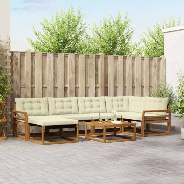 vidaXL Lauko sofos komplektas 19 pcs Natūralus ir grietinėlė