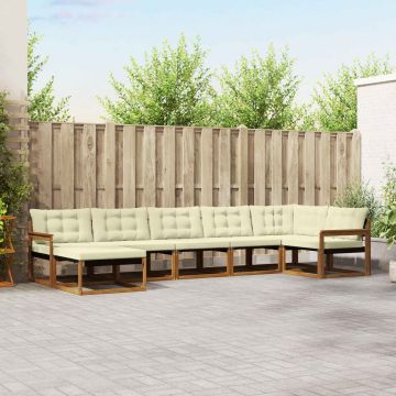 vidaXL Lauko sofos komplektas 21 pcs Natūralus ir grietinėlė