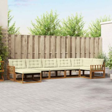 vidaXL Lauko sofos komplektas 21 pcs Natūralus ir grietinėlė