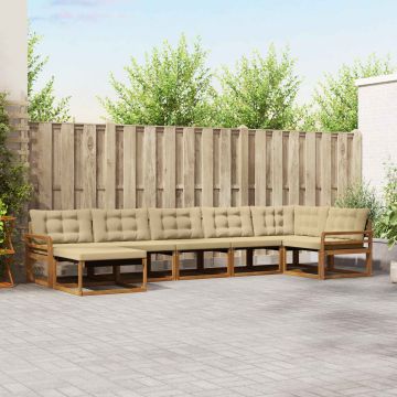 vidaXL Lauko sofos komplektas su pagalve 21 pcs Natūralus ir bežinis