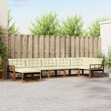 vidaXL Lauko sofos komplektas 21 pcs Natūralus ir grietinėlė