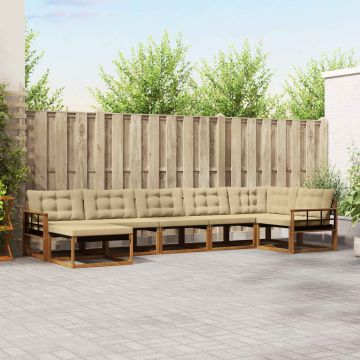 vidaXL Lauko sofos komplektas su pagalve 21 pcs Natūralus ir bežinis