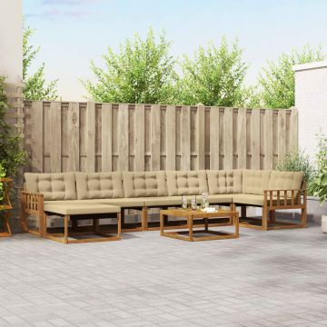 vidaXL Lauko sofos komplektas su pagalve 22 pcs Natūralus ir bežinis