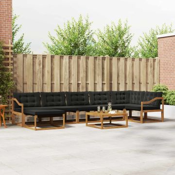 vidaXL Lauko sofos komplektas su pagalve 22 pcs Natūrali ir juoda