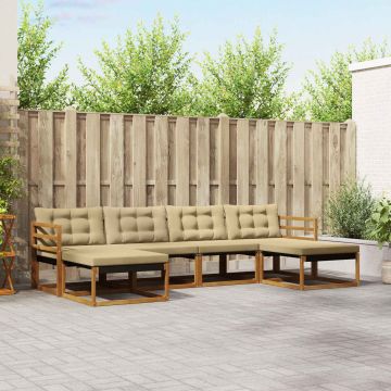 vidaXL Lauko sofos komplektas su pagalve 6 pcs Natūralus ir bežinis