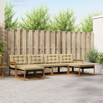 vidaXL Lauko sofos komplektas su pagalve 6 pcs Natūralus ir bežinis