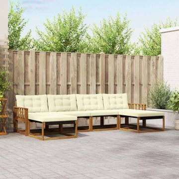 vidaXL Lauko sofos komplektas su pagalve 6 pcs Natūralus ir grietinėlė