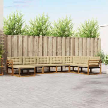 vidaXL Lauko sofos komplektas su pagalve 24 pcs Natūralus ir bežinis