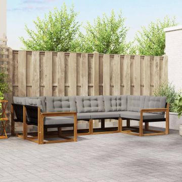 vidaXL Lauko sofos komplektas 6 pcs Natūrali ir šviesiai pilka